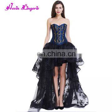 Women Waist Latex Halloween Blue Fish Boned 10 Printed Croset Body Shaper photo-5