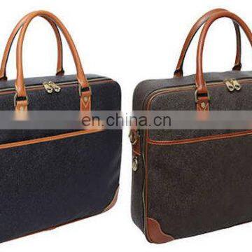 Leather Briefcase Laptop Bag Black and Brown