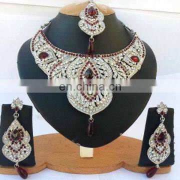 INDIAN SILVER BRIDAL WEDDING JEWELRY NECKLACE