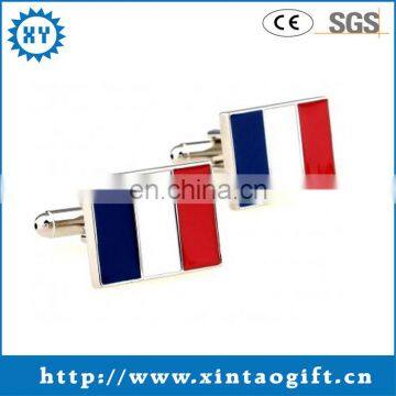 French Fashion Square Cufflinks with Red White And Blue Stripes