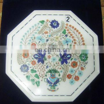 White Marble Inlay Table Top Stone Inlaid Table Top