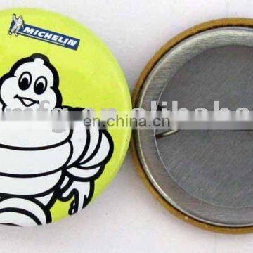 round tin button pin badge