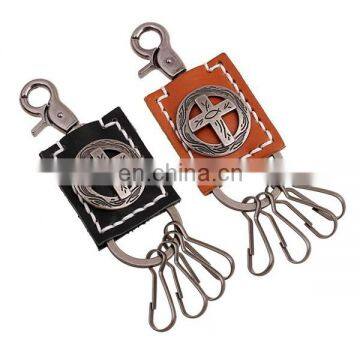 China genuine leather keychain custom carabiner keychain