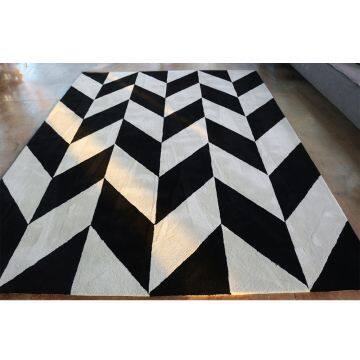 Black And White Color Chevron Pattern Carpet Stereoscopic Area Rugs For Living Room