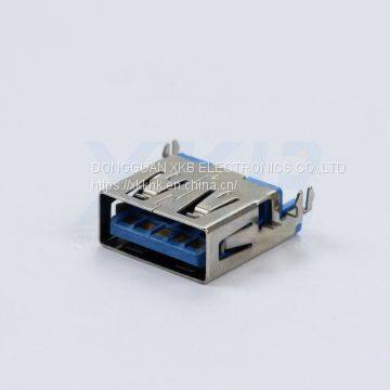 Fish Fork Foot Square Without Curling Female Straight Edge SMT USB 3.0 Connector