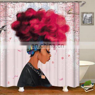 Лучший дизайн. Водонепроницаемый шторчатый занавес из ткани с мотивами «Магия черной девушки». Банный занавес с изображением афроамериканских женщин photo-2