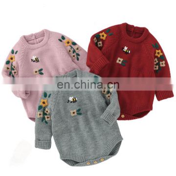 Knitted Baby Romper Newborn Baby Clothes Embroidery Autumn Boys Jumpsuit Winter Baby Sweater Girl Jumpsuit Infant Romper Overall