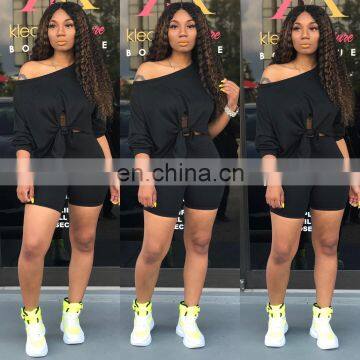 Wholesale Custom Logo Polyester Spandex Stretchable Fitness Biker Shorts Set for Women photo-3