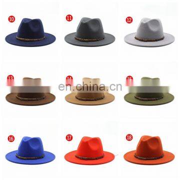 20colors Fashion Woman Woolen Jazz Hat British Classic Flat Hat European and American Men Women Fedora Hats Flat-brimmed Hats photo-4