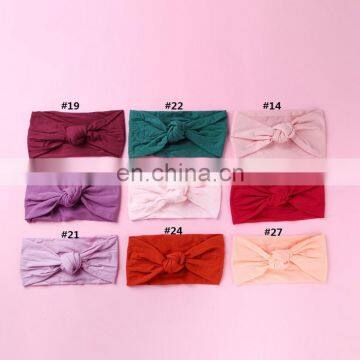 Baby Knot Soft Nylon Headband Girl Hairband Solid Color Kids Tulband Hair Accessories 27colors photo-2