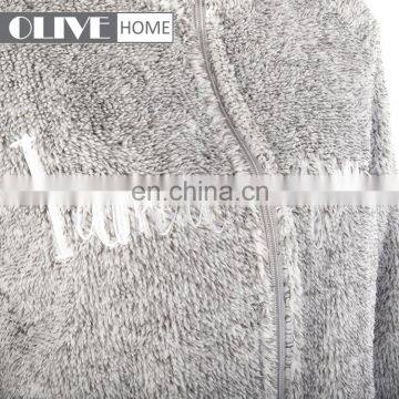 Weft Knitting Cationic Sherpa Bathrobe Adult Pyjamas With Embroidery photo-3