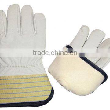 short orange colored welding glove cow split leather glove, A/B grade