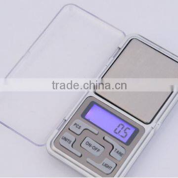 Mini Electronic Digital Pocket Scale Jewelry Weighing Balance Portable 500g/0.1g Counting Function Blue LCD g/tl/oz/ct