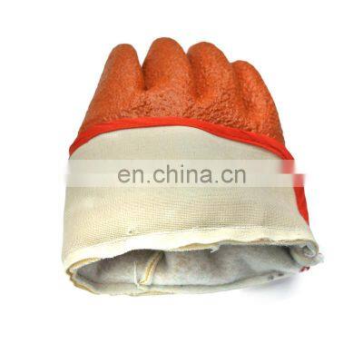 Anti Slip Heavy Duty Chemical Resistant Fluorescent Orange Safety Cuff PVC Work Gloves photo-3