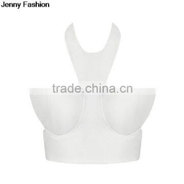 Summer Dress Jenny Fashion 2016 New Halter Beige Black White Sey Bandage Fashion Crop Top Bandage Bodycon Women Wearing photo-3