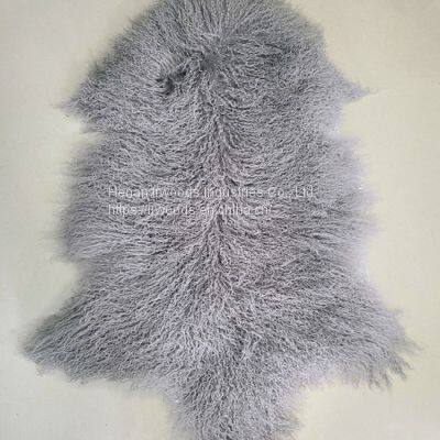 Natural Curly Fur Tibetan Sheep Skin Fur Blankets Carpet Real Animal Fur photo-3