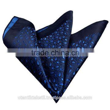 Dark Blue Pairsley Custom Pocket Square, Manufactoring Hankercheif,