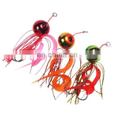 60g 80g 100g 120g 150g 200g fishing jig lure  electroplated lead metal small jig  head with rubber skirts and mustad hooks