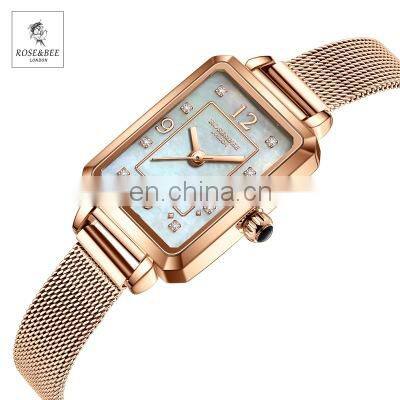 Hannah Martin 4014 Diamond Ladies Quartz Watch Arabic Waterproof Luxury Womens Square Watches