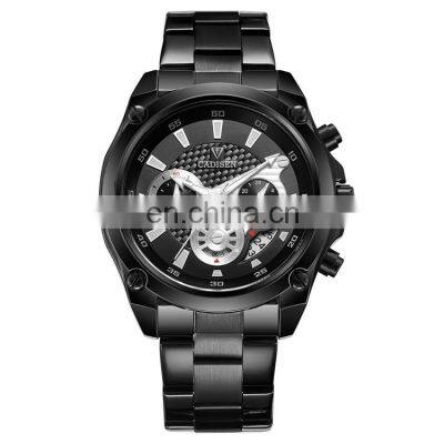 CADISEN 9053 Men military waterproof wristwatches quartz analog date day business luxury steel watch