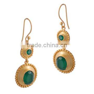 Pendant earring gold cornelian