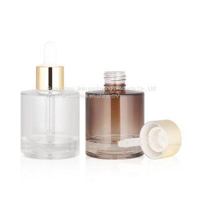 50ml Short Fat Thick Bottom Dropper Bottle Spot Stock Liquid Essence Glass Bottle Flat Shoulder 50ml Press Pump Essential Oil Bottle photo-2