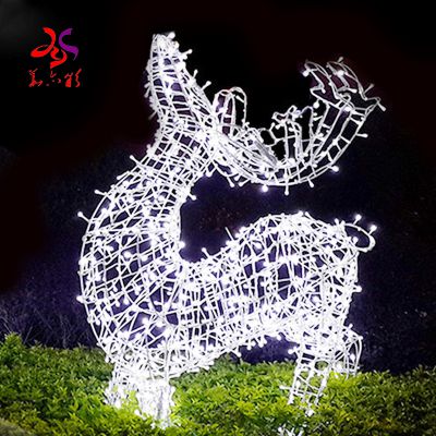 Life size illuminated 3d metal Christmas decorative large outdoor giant led reindeer motif light