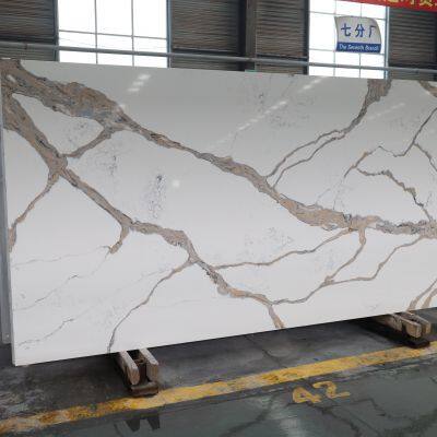 Code：7248，Calacatta Artificial Stone Quartz Slab Kitchen Countertops photo-2