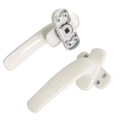 Square BEND Tubular Stainless Steel Brushed Door Handle on Square Rose With Escutcheon