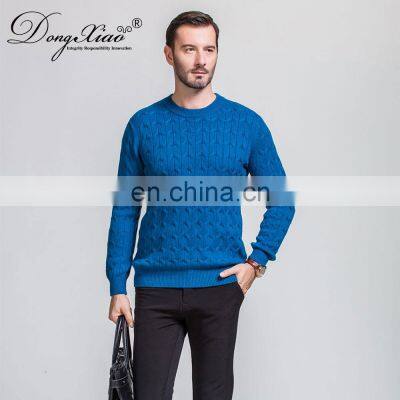 Classic Brand Men's Cable Knit Pullover 100% Pure Cashmere Winter Sweater With Crew Neck Collar photo-2