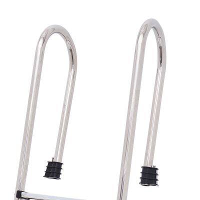 High Quality SS Steel Frame 4-Step Ladder for Above Ground Swimming Pool With Non-Slip Plastic Steps photo-3