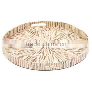 High end quality best selling special newest designed MOP inlay round serving Tray from Vietnam