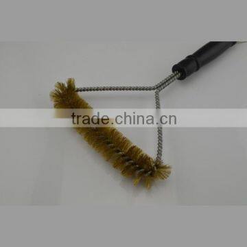 In stock factory 12'' BBQ grill brush zinc plated wire bbq cleaning brush brass wire BBQ Grill cleaning brush