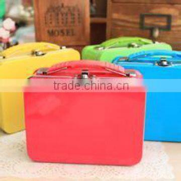 food grate tin lunch box,handle tin, tin box with printing