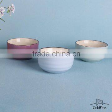 2015 color glaze embossed soup bowl without handle