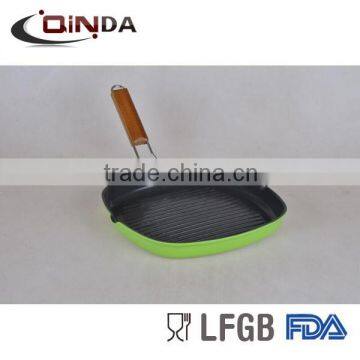 Aluminum wok pan die cast fry pans with wooden handle