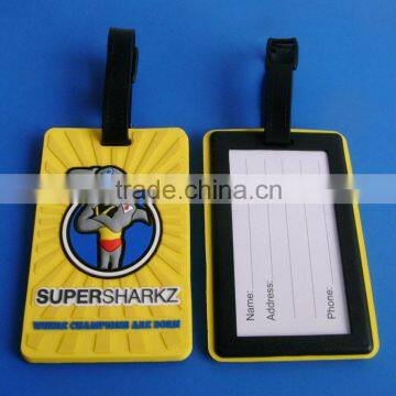 3D custom embossed Supersharz rectangle 65*105mm soft pvc baggage tag luggage tag