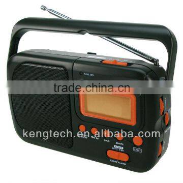 Easy carrying radio with big LCD clock