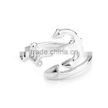 Personalized Twisted Wrap Anchor White Zircon Silver Ring Designs For Girl photo-2