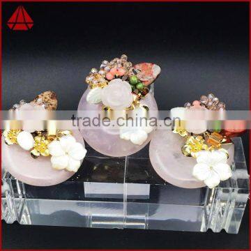 Korean Flower Crystal Agate Brooch With Rhinestone Ornamentnatural Stones photo-3