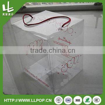 Clear plastic gift packing box with Handle rope