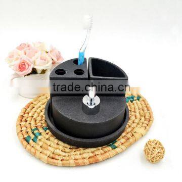 Black Polyresin Sandstone Bathroom Accessories Set