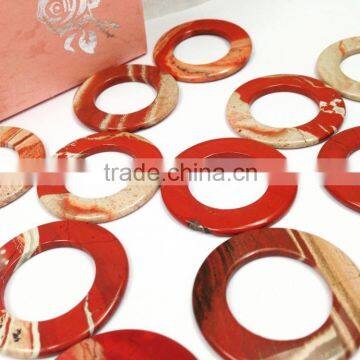 factory price 35mm flat White Rhodonite Red gemstone donut stones stone donut stripping guide rings