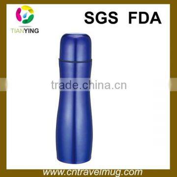 750ML promotional double wall stainless steel vacuum bullet flask with curve