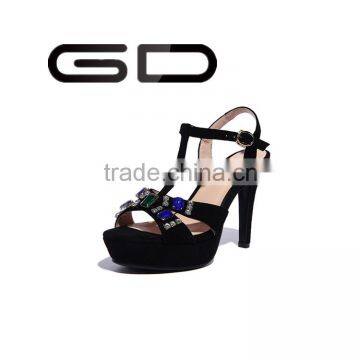 Women black platform peep-toe sandals Beautiful retro sandal shoes for lady Party wear high heeled sandals