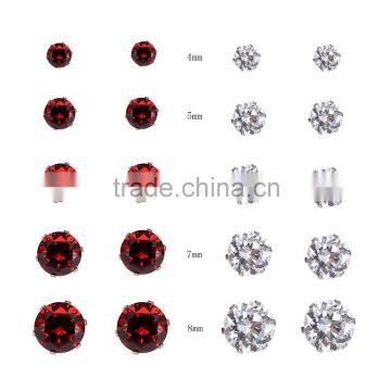 Fantasy Ruby+Clear Color Cubic Zirconia 316L Hypoallergenic Stainless Steel Stud Earring Jewelry Earrings Set 10Pairs/Bag