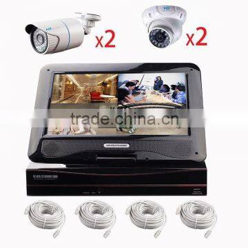 Poe cloud 4ch onvif nvr kits ip camera Cctv Camera System with monitor 4 poe cameras pnp onvif