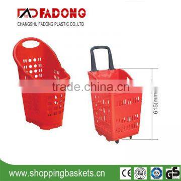 Plastic Hand Shopping Rolling Basket Supermarket Trolley