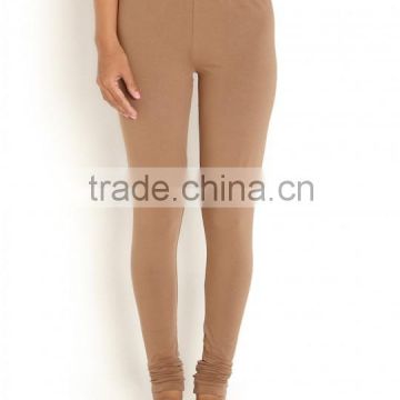 Woman FItted Plain Light Brown Leggings / Tights