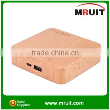 MRUIT long lasting high capacity 10400mAh wood power bank for mobile phone